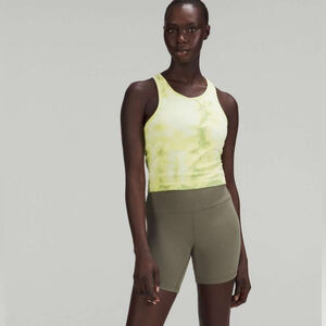 Lululemon Ebb to Street cropped Racerback, tank top marble tie dye wasabi sz 12